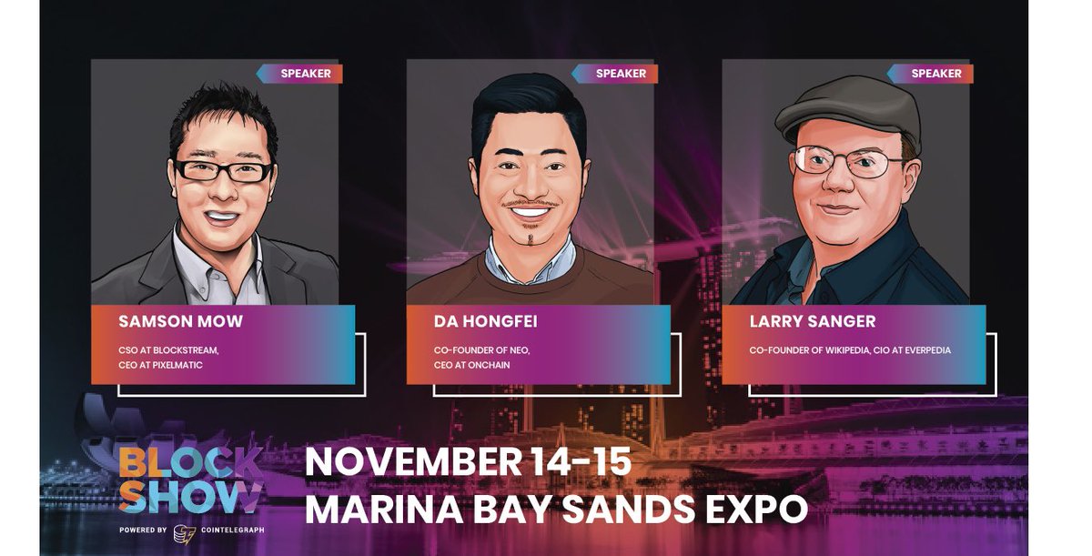 BlockShowcom's tweet image. ▫️Announcing Our First Wave of Industry Thought Leaders▫️

👤 @Excellion @Blockstream
👤 @dahongfei @NEO_Blockchain 
👤 @lsanger @Wikipedia 

These speakers will be sharing the latest industry updates at #BlockShow this November and more 🔥 announcements will be coming soon!