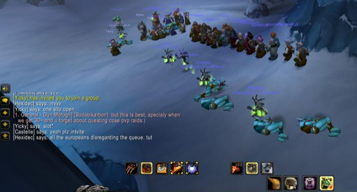 chiaracamell's tweet photo. "Does anyone know when the next bus will arrive?" Only the brits would queue to kill a boss #WoWClassic #brits #ukgaming https://t.co/oOY9c7wxcG