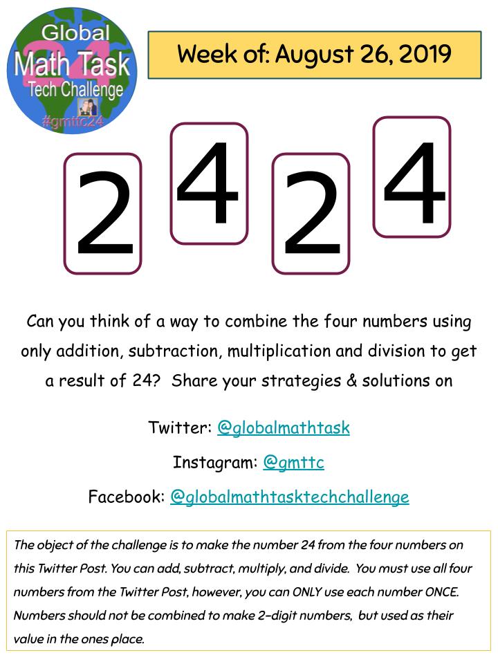 We're ready to start connecting with classes to #sharethelearning and see how many solutions we can create with these #gmttc24 four numbers! Will you share your solutions with us? #ramheroes #edtechchat #MATHMONDAY #Mathsteacher Be sure to tag us in your share!