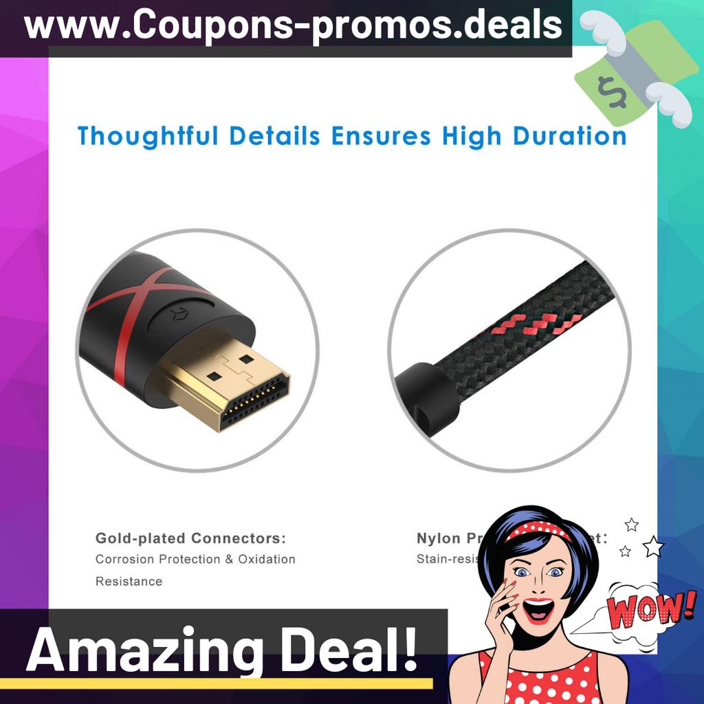 CouponPromoDeal's tweet image. Deal of the day!
$5.99 for a 6ft Rankie HDMI Cable, 4K Ready, 30AWG Nylon Braided, High-Speed HDTV Cable. A great price for a very durable HDMI cable. Lifetime warranty! Buy now at amzn.to/321wqOU
#hdmicable #cables #6ftcable #amazingdeal #coupon #promos