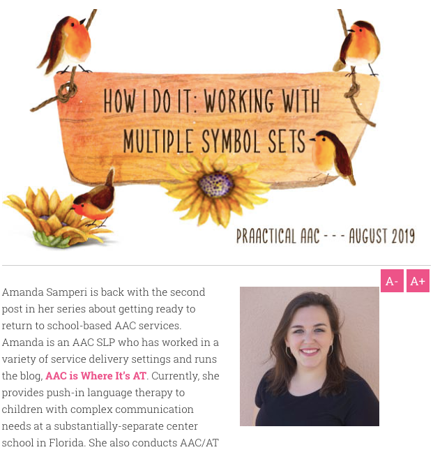 AACiswhereitsAT's tweet photo. Check out Article #2 of my "Back-to-School with AAC series" on PrAACtical AAC! This one is about a challenging topic: Working with Multiple Symbol Sets

#AACSLP #AACPeeps #SLPeeps #AACiswhereitsAT #speechpathology #schoolbasedSLP #FloridaSLP https://t.co/S41Q1ZUEQI