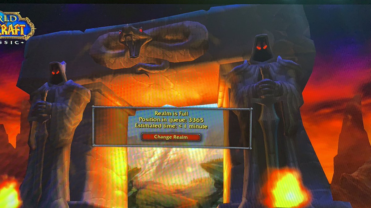 CaptainPanda86's tweet image. Update 2:
This is currently what I’m dealing with.  It’s been like this since my last tweet which was about an hour ago.  So it’s been “less than” one minute for over an hour!!  @Warcraft #WoWClassic #worldofwarcraft #longwaittimes