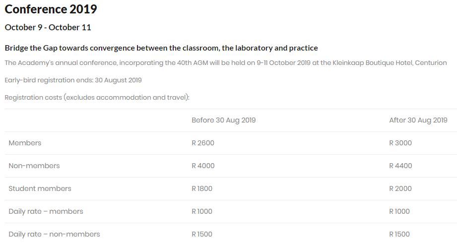 AcademyPSSA's tweet photo. Early bird registration for the annual Academy conference closes this Friday 30 August. Visit https://t.co/GMkF57zp2q to register.
#apssa #pssaacademy #academyconference #AcademyPSSA #youngscientist #bestpublication #kleinkaap https://t.co/jBkSUxR4Za