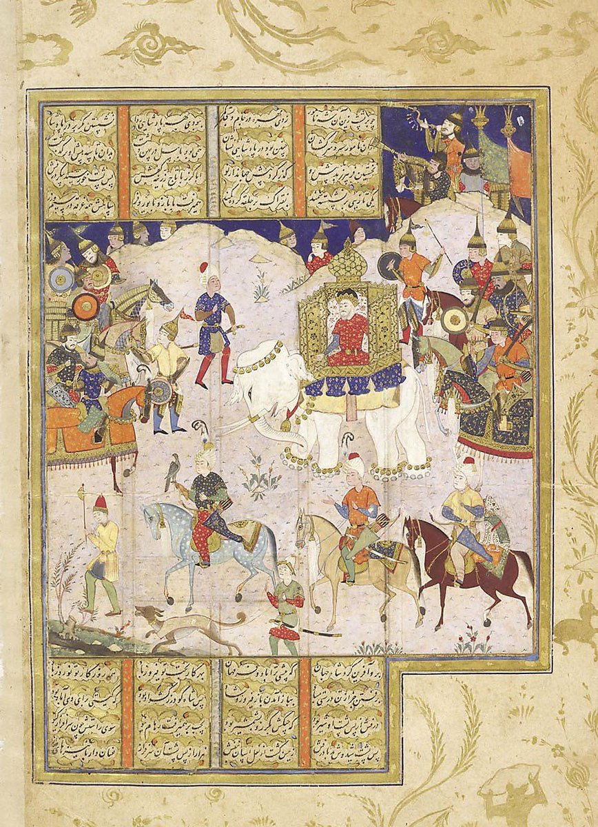 MohdMuzzammilK's tweet photo. @iamrana @ssharadmohhan @JAJafri @fisheyedmeena @IndiaArtHistory @tawairkh @zarafshan @swativashishtha @EvolveLeadLove @Chemburstudio @KumariRukshmani @OttomanArchive @ArchitecIndian @SaqibBaburi @KulbeliTweets @bombaywalee From #Shah Namah calligraphed in #Shiraz, 1561/62 AD.
Source: https://t.co/CBaMEAT7E7
"This painting, #Khusraw reviews his Army—of ink, opaque watercolor, and gold on paper, is from a manuscript of the Shahnama made in Shiraz in the Fars province of Iran in 1561-62." @iamrana https://t.co/wo0Mqz2LoC