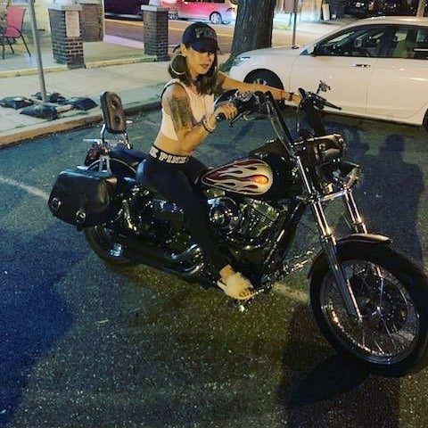 @missvendetta90
Guy: '' Your Absolutely Beautiful...... Can I get a picture of you on my bike? ' 
Me: A picture of me ? Really? (Lol) 
#BadAssBarbie #BikerChick #Tattoos #Piercings #Alchohol #Music #BadChoices #RoadsTaken #EarthAngle #Adventurous #NightLife #BarCrawl #BikerBar