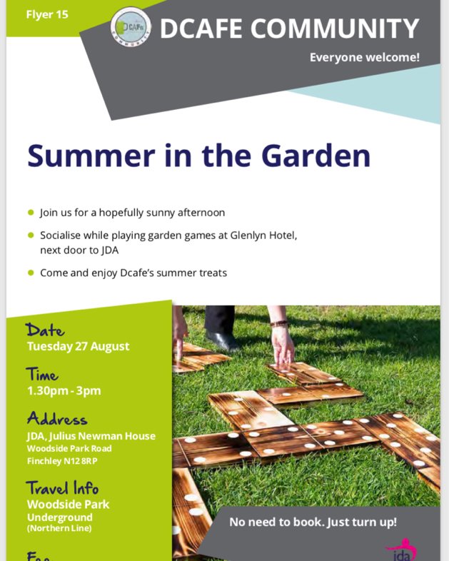 Dcafe_JDA's tweet photo. Summer Bank Holiday is not over yet! #Dcafecommunity will be spending a #funafternoon in the garden today. Try our #homemade #smoothie or #milkshake or #cooldown with an #icecream We look forward to seeing you. #deaf #deafcommunity #BSL #britishsignlanguage #deafsocial https://t.co/a4fvzjAVEo