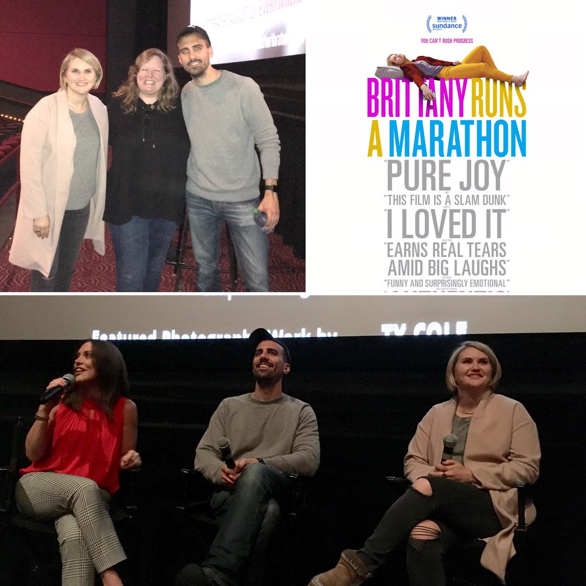 jee00's tweet photo. ⁦@jillianbell⁩ ⁦@pdcnyc⁩ ⁦@whitneyreynolds⁩ ⁦@BrittanyRunsMov⁩ ⁦@AmazonStudios⁩ Thank you for #BrittanyRunsAMarathon screening and Q&amp;A tonight!A beautiful film brimming w/humor, heartache, &amp; humanity. #AlliterationAlert #MovieMonday #OpensWideSep13 https://t.co/GD9Y0votGa