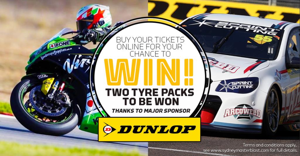 SydneyMSP's tweet photo. With thanks to our Major Sponsor and Motorcycle Category sponsor #Dunlop Australia, we have a set of motorcycle tyres AND a set of car tyres each up to the value of $600 to give away t0 Paynter Dixon Sydney MasterBlast online ticket buyers! #masterblast 
https://t.co/xLCx06Qq6z https://t.co/nlImP33aPJ