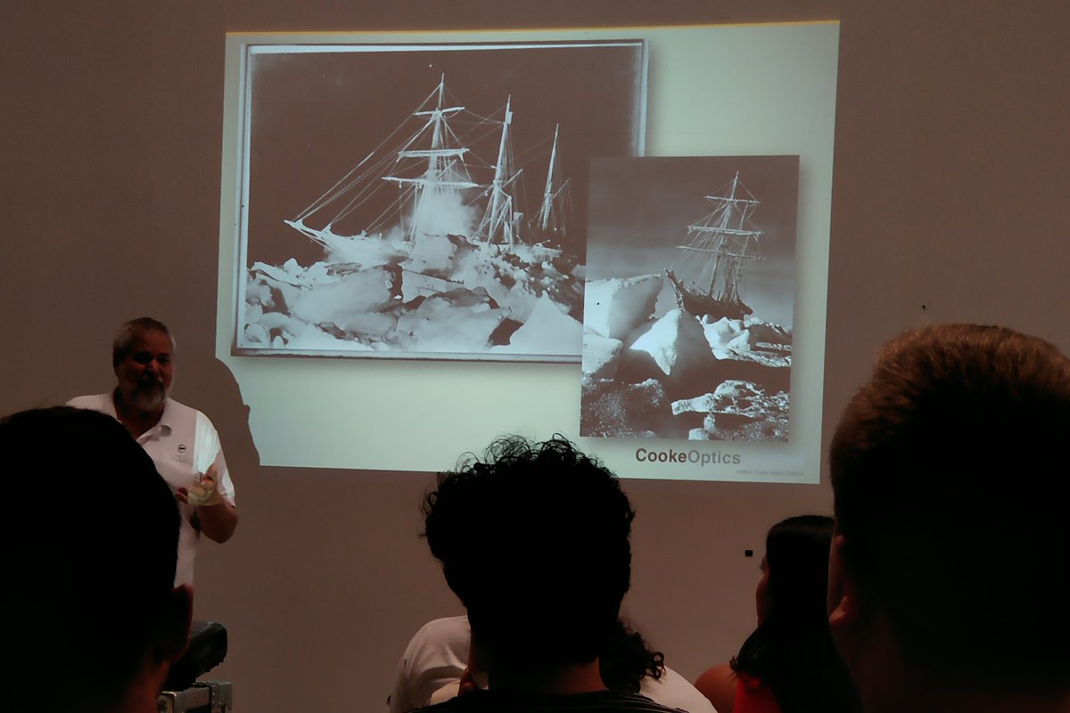 elleschneider's tweet photo. this #cookelenses lecture i'm at includes a section on shackleton and the endurance and idk if I've see a slideshow more relevant to my interests tbh. #becine https://t.co/F1xyBknDfo