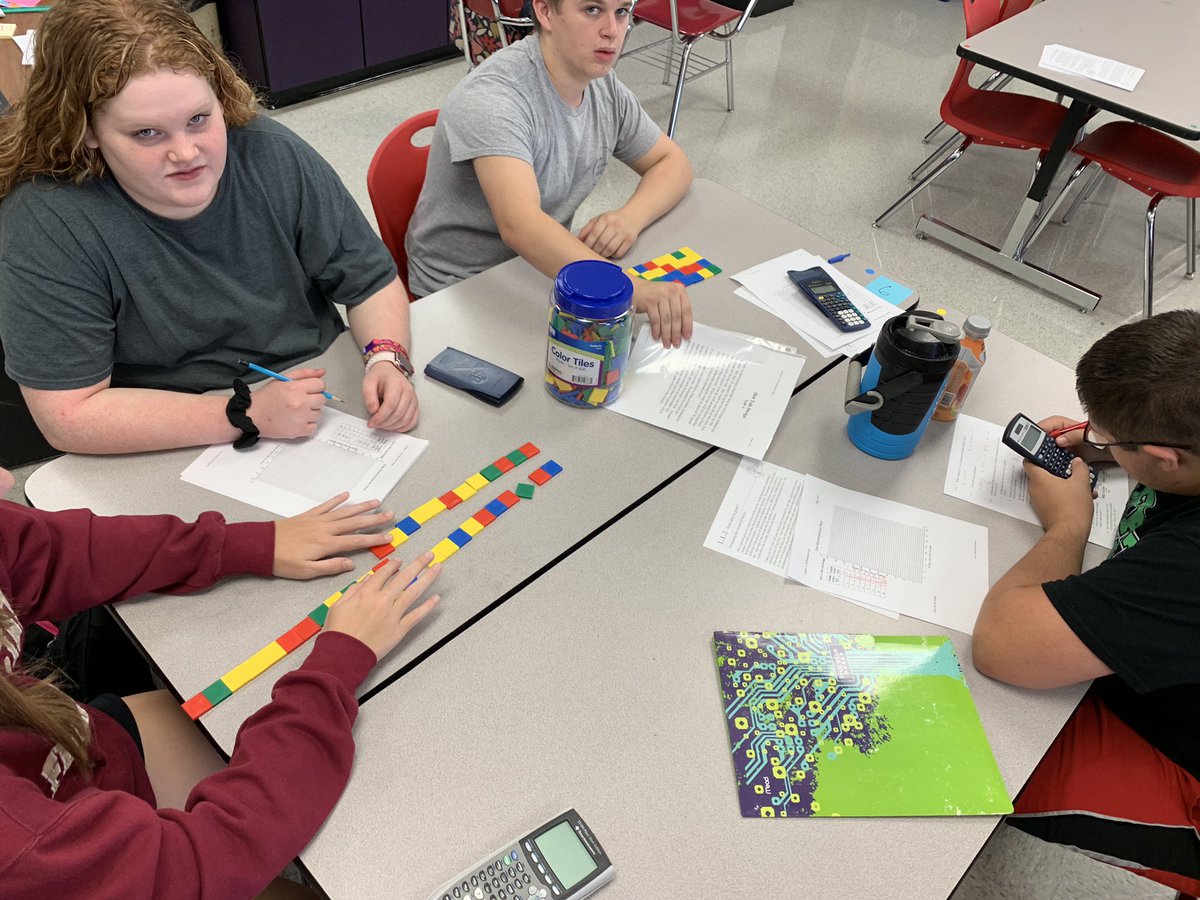 MrsEricksonMath's tweet photo. Investigating growth using various manipulatives and scenarios in Algebra 1. Student engagement was fantastic on this one! #AlgebraInvestigations #mathlove #thisiswhyiteach #Ozarktigers https://t.co/EWetiE6cYY