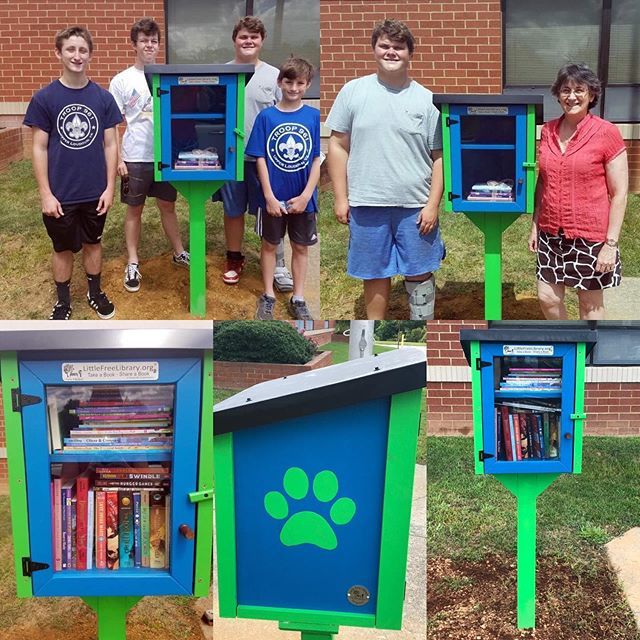 RoundHillES's tweet photo. Round Hill ES thanks Ryan Wilkinson for building us this beautiful Little Free Library. Stop by. Take a book. Leave a book. Repeat as often as you would like! #goRHbears #rhes19 #eaglescout https://t.co/HUEO3Cb5J2 https://t.co/b4LYvy47yn