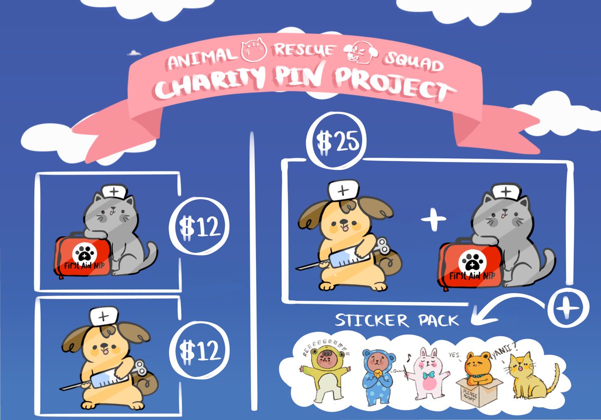 PixelizedPanda's tweet photo. 🐱✨ RTWs very appreciated! ✨🐶
I'm so excited to finally announce this! I'm holding an event to help raise money for an animal rescuer charity!
There are two pin designs available 
And 100% of proceeds will be donated to the charity (exc production cost)
https://t.co/mKOIYT1zgS https://t.co/jL2d1wLJUR
