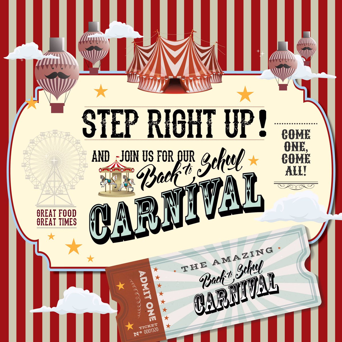 Join us for a Back To School Carnival  at The 5 &amp; The 459 at LUNCH on Wednesday!  Celebrate with Frito Pie, hot dogs, chocolate drizzled bacon on a stick with chopped Captain Crunch cereal 😳, pretzel bar, pulled pork tacos, and so much more!