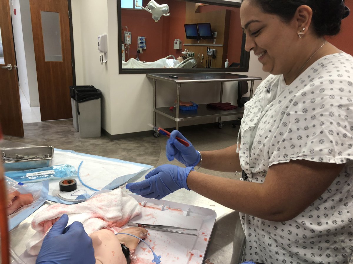 yaleem2's tweet photo. Director of Procedural Sim at Yale Center for Medical Simulation Dr. James Bonz guides residents through cric practice with some choice porcine cuts. We get dedicated simulation rotations every year of residency!  #MedEd #medicalsimulation #YCMS https://t.co/kqjq0U4tN7