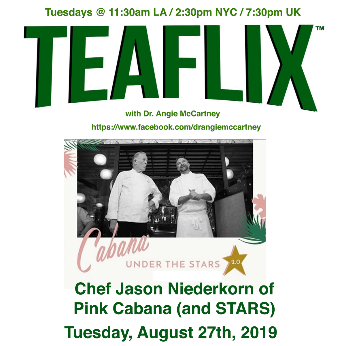 ruthmccartney's tweet photo. Looking forward to welcoming The Pink Cabana Exec Chef #JasonNiederkorn just recently on #Team10000 for Around the World in 10,000 Bites and learning about his upcoming dinner in #IndianWells with Maestro @jeremiahtower join https://t.co/6xrefs36I7 tomorrow #Teaflix Tuesday https://t.co/BxVNmapfgY
