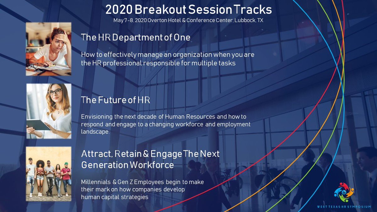 The 2020 #WTXHRS will have some amazing breakout session tracks for attendees to participate in.

The HR Department of One; The Future of HR; Attract, Retain &amp; Engage The Next Generation Workforce

<a href="/PHRA_Amarillo/">PHRA</a> <a href="/BigCountrySHRM/">BigCountrySHRM</a> <a href="/LubbockSHRM/">Lubbock SHRM</a> <a href="/PB_SHRM/">Permian Basin SHRM</a> <a href="/TexasSHRM/">Texas SHRM</a> 
#TexasSHRM #SHRM