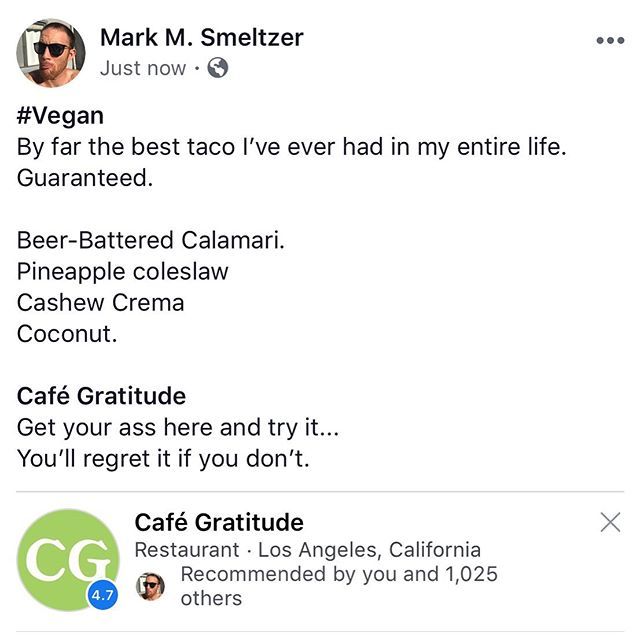 ChooseTPN's tweet photo. Holy shit... have you tasted heaven? It lives in a taco at @cafegratitude in #larchmont #losangeles #burbank #love #california #tacos #vegan https://t.co/zNKoxVBVJU https://t.co/8aFg84kfB0
