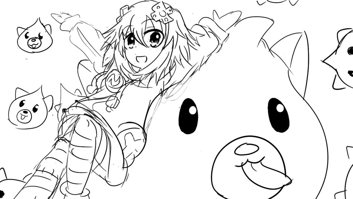 feliz dia del dogoo, solo un pequeño boceto y si animo lo coloreo por que si quedo bien lindo #DogDay #neptunia #nepnep