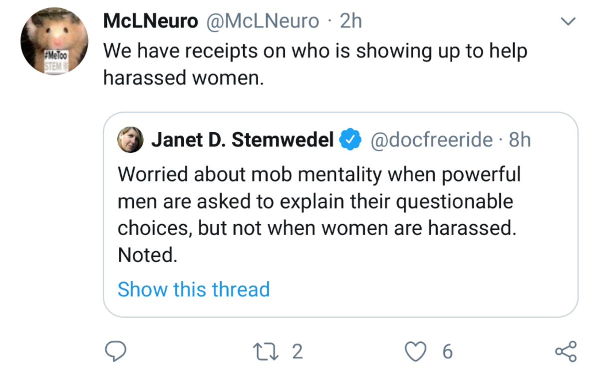 ShinjitsuS's tweet photo. @docfreeride The irony of @mclneuro of @metoostem. https://t.co/V1jsw9jYyM