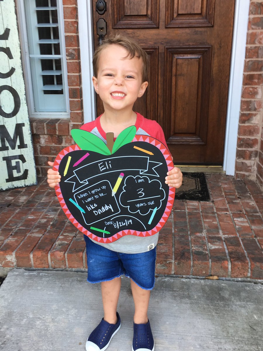 TBrokl's tweet photo. Same day my son put this on his back to school sign, we are watching The Sandlot for the first time before bed. This is what I imagined Fatherhood would be like. https://t.co/VeChVKOvgM