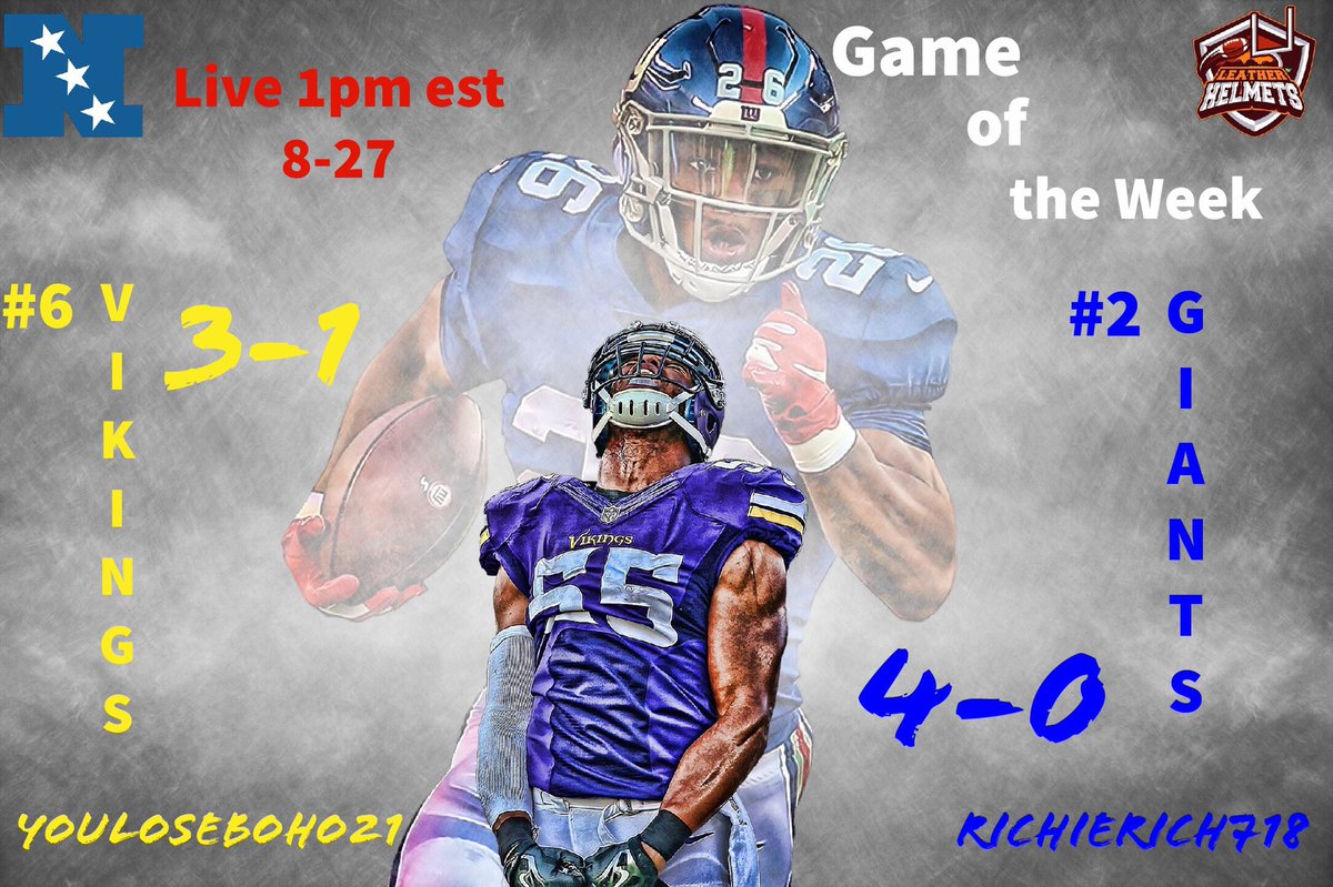 LHelmets's tweet photo. I say it every week yet here we are again!! Another great showdown between two great users. A veteran of LH and huge Giants fan vs a first year baller well known in the community bringing in the Giants! #GOW #wedowe #forgettheT https://t.co/2Od6EOv5AI