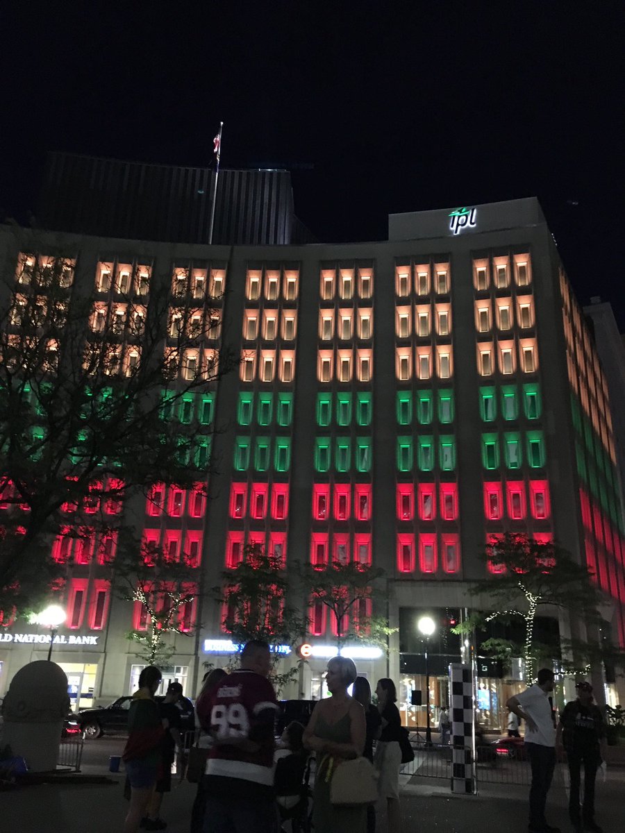Latvia_USA's tweet photo. #BalticWay30 commemoration in Indianapolis, IN - @IPLPower building in the colors of #Latvia 🇱🇻, #Estonia 🇪🇪 and #Lithuania 🇱🇹. Photo credit: Solveiga Hendersone. https://t.co/Uq6038fQdN