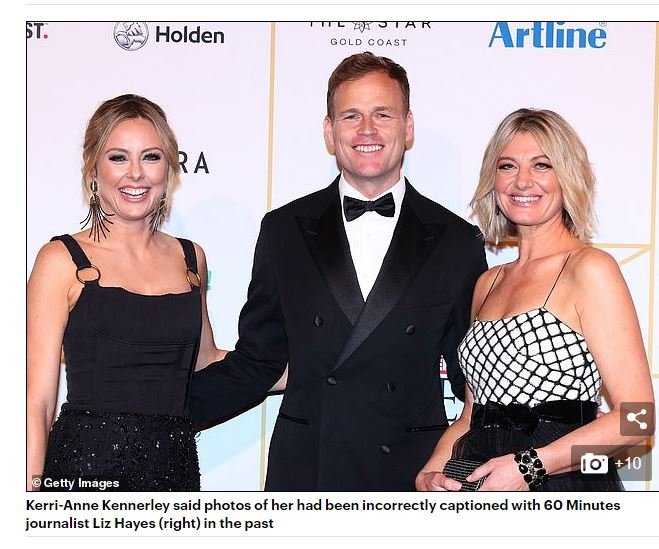 ICarfrae's tweet photo. Would assume it was deliberate if anyone else. But: @DailyMailAU reports #KAK says she's often confused with "inset" @thelizhayes ... shows Tara Brown. #oftenconfused https://t.co/gDtcJJrcuv