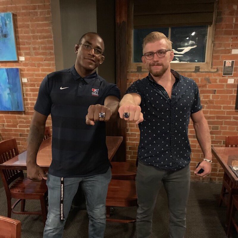 MATrix_8692's tweet photo. Awesome team dinner with @usawrestling. Oh and btw @kyledake444 and I got our world championship rings tonight!!! #worldchamps #letsgetmore #champsgetrings #notdone https://t.co/m1P3VuXpok
