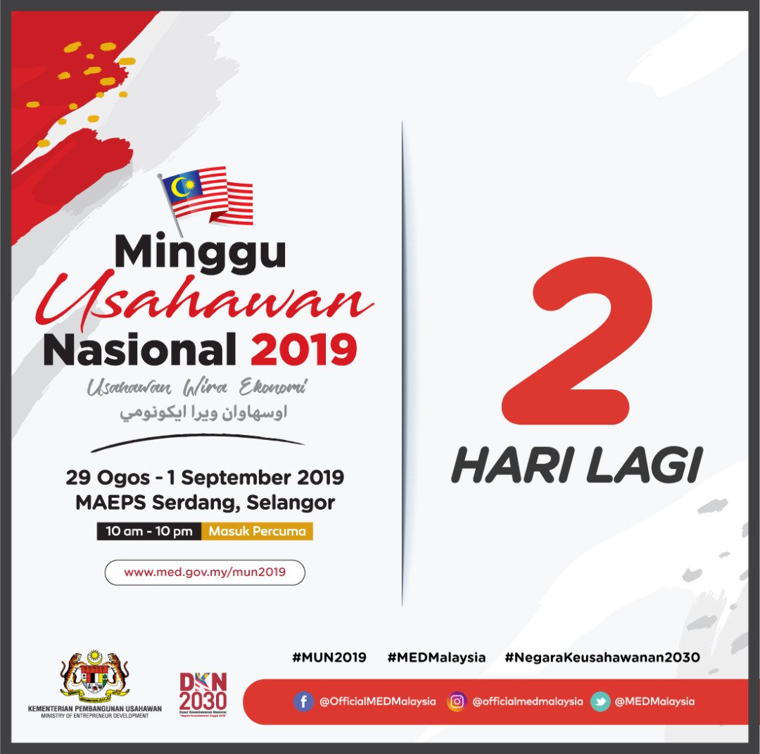 Kem Pembangunan Usahawan Dan Koperasi Medac On Twitter Tinggal Dua Hari Lagi Untuk Kita Sama Sama Memeriahkan Maeps Serdang Sempena Minggu Usahawan Nasional 2019 Pastikan Kita Berjumpa Di Sana Pada 29 Ogos Hingga
