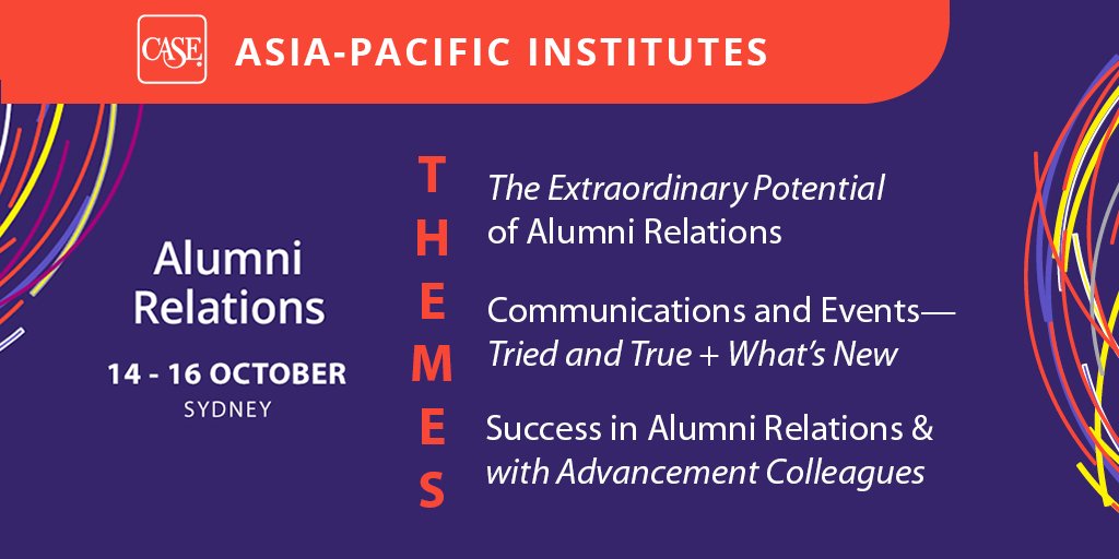 case_asia_pac's tweet photo. #CASEAPIAR 2019 focuses on a different theme for each day of the Institute. Whether you specialise in marketing and communications, giving, events management, or data analytics and metrics, customise according to your needs! Register now: https://t.co/fHOKlEhfzn #alumnirelations https://t.co/arzXLdujPy