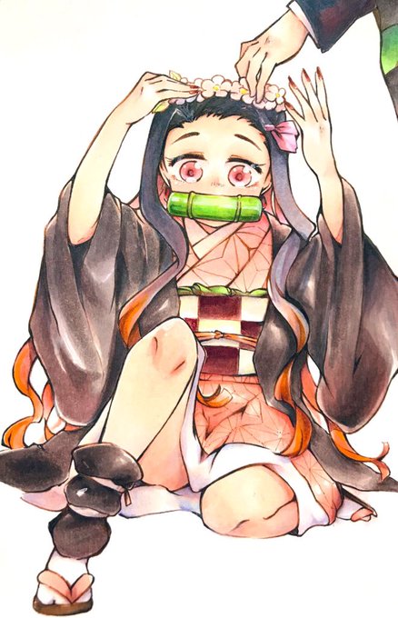 こうたさんがTwitterに投稿した竈門禰豆子(鬼滅の刃)のイラスト。