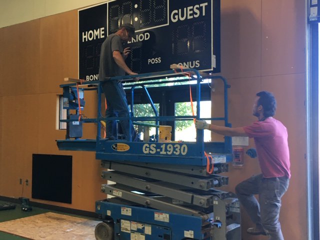 8 days until school starts, and the scoreboard in our gym is up!  We can hardly wait to start using it!  #athletics #backtoschool #cascadesacademy