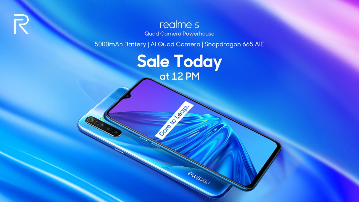 Realme Today Is Your Chance To Grab Realme5 5000mah Battery 12mp Ai Quad Camera Snapdragon 665 Aie Processor Crystal Design Price Starts At 9 999 Sale Today