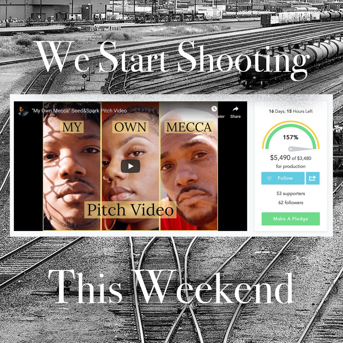 Thank you for your support within "My Own Mecca"! We are greatly appreciative for you assisting this film's production.

We start shooting this weekend! Keep an eye out for updates.

#film #filmmaking #cinema #bayarea #oakland #shoot #thankyouforthesupport