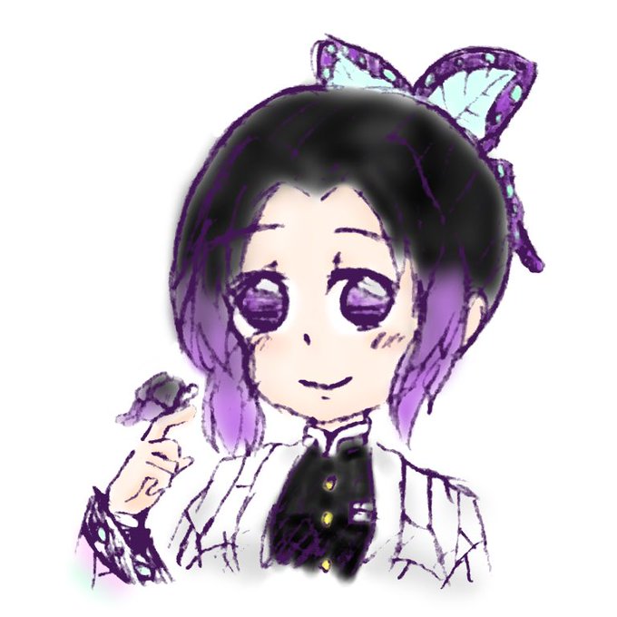 塩梅さんがTwitterに投稿した胡蝶しのぶ(鬼滅の刃)のイラスト。