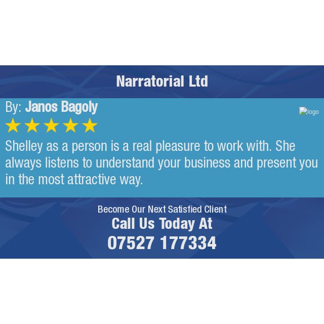 NarratorialL's tweet photo. 5 Star: Janos B. "Shelley as a person is a real pleasure to work with. She always listens to understand your..." https://t.co/5E7Zo5tqau https://t.co/6mKdxcNJLY
