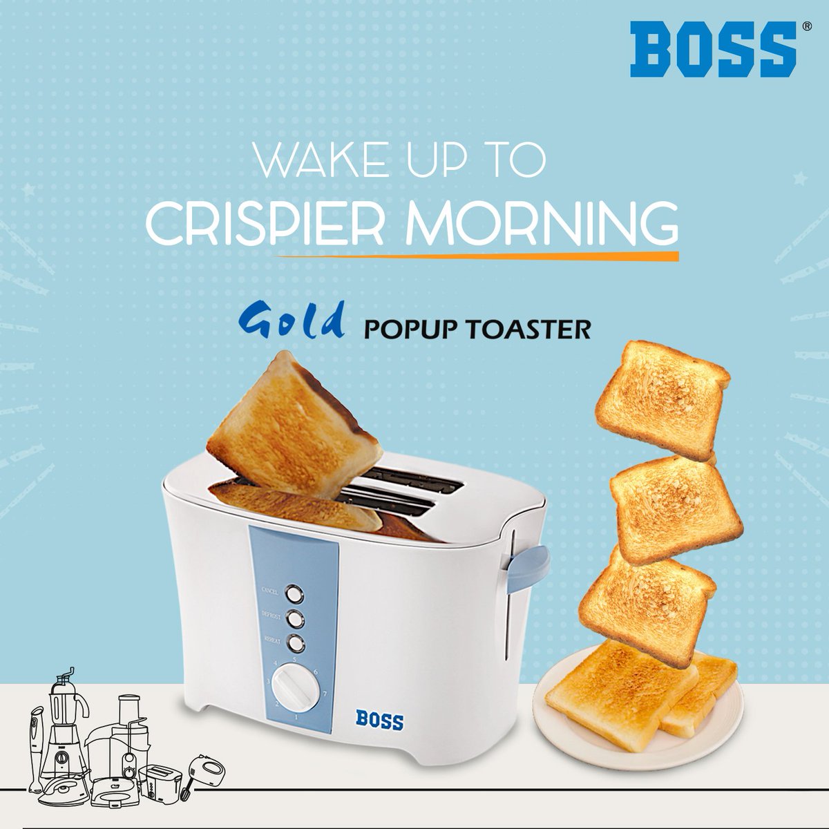BOSS_Appliances's tweet image. Mornings are best when begun with nicely toasted bread breakfast. Defrost, reheat and toast with Boss Gold Pop up Toaster.

#BOSSHomeAppliance #HomeAppliance #popuptoaster#toaster #BossPopupToaster