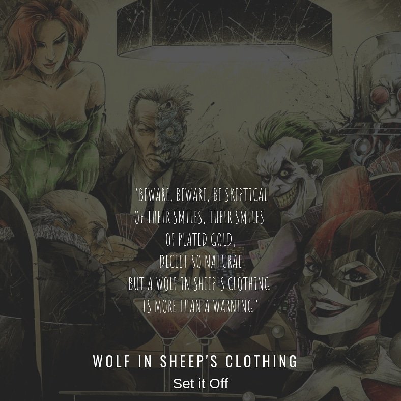 fanheart3's tweet photo. #instafandom photo challenge #day27 - A song which reminds you of a fandom
"Beware beware be skeptical!"
#fanheart3 #wolfinsheepscloting #setitoff #gothamcity #villain #batmanvillain #joker #harleyquinn #poisonivy #mrfreeze #penguin #twoface #dc #comics https://t.co/fBiRxHSmZ1
