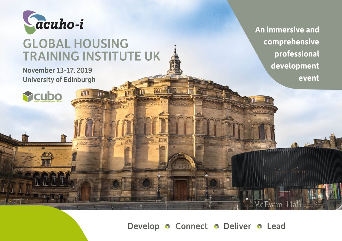 CUBO_Comms's tweet photo. Booking is still open for the #GHTIUK event! Brand new to Europe, at the amazing @EdinburghUni...the perfect CDP event for student housing professionals. https://t.co/c80xmGirPB https://t.co/I4pK9Mu2sF