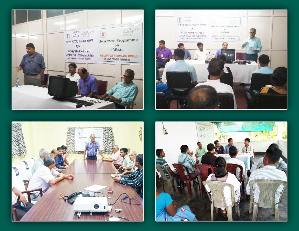 We appreciate team @CompanyYule 'Andrew Yule & Co. Ltd.' under @heindustry for organising 'Employees Awareness programmes' regarding 'e-Waste disposal' at the Regd. Office & Factories. A step towards #PollutionFreeIndia! #TogetherWeCan #MHI_PE @AGSawant