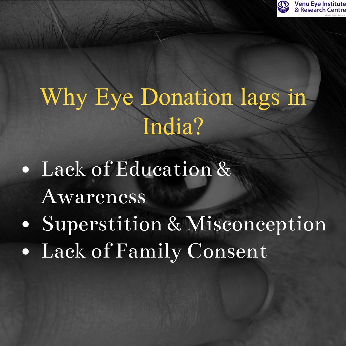 VenuEye's tweet photo. Why Eye Donation lags in India?

#venueyeinstituteandresearchcentre #VEIRC #venueyebank #eyebank #nationaleyedonationfortnight #eyedonation #campaign #eyedonationday #MHFW #awareness #eyedonationawareness #donateyoureyes #volunteer https://t.co/e7NPc82t9x
