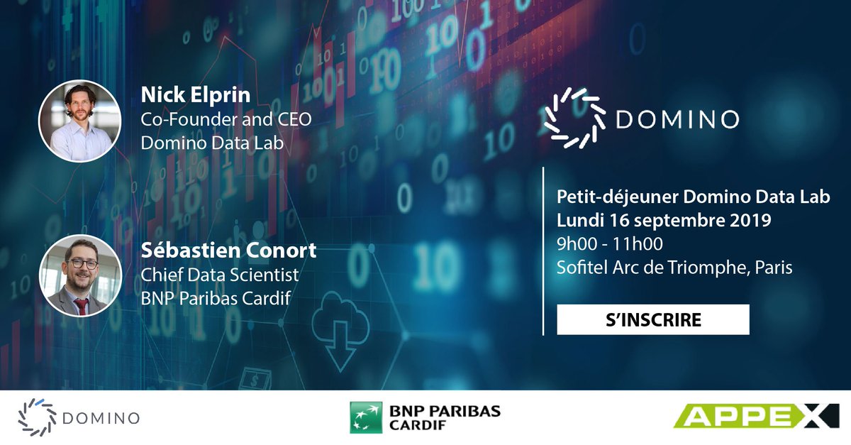 Devenez une entreprise Model-driven avec <a href="/DominoDataLab/">Domino Data Lab</a>. Rejoignez la #TeamAppex le lundi 16 septembre pour notre petit déjeuner sur la plateforme #DataScience la plus en vue du moment. 
⬇️ REGISTRATION HERE ⬇️
 appex.fr/sub/