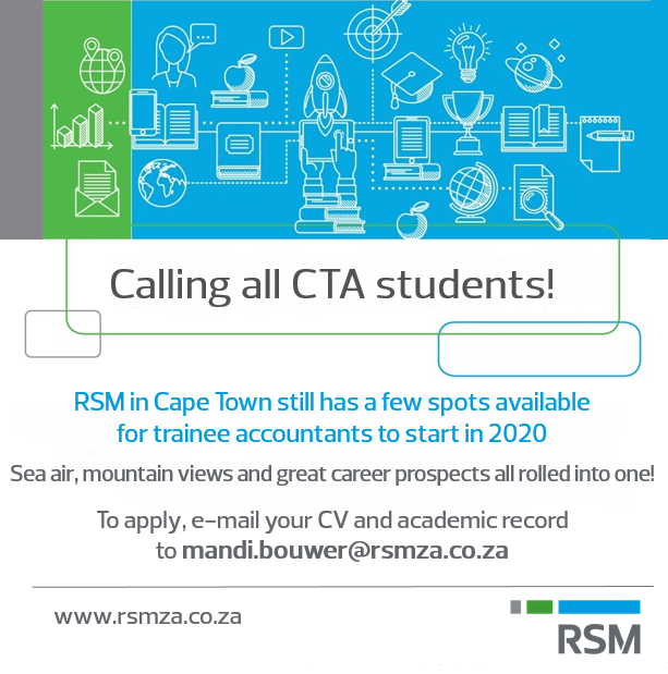 RSM_za's tweet image. Calling all CTA students! Apply for a training contract at RSM in Cape Town today! #CTA #TrainingContract #TraineeAccountant