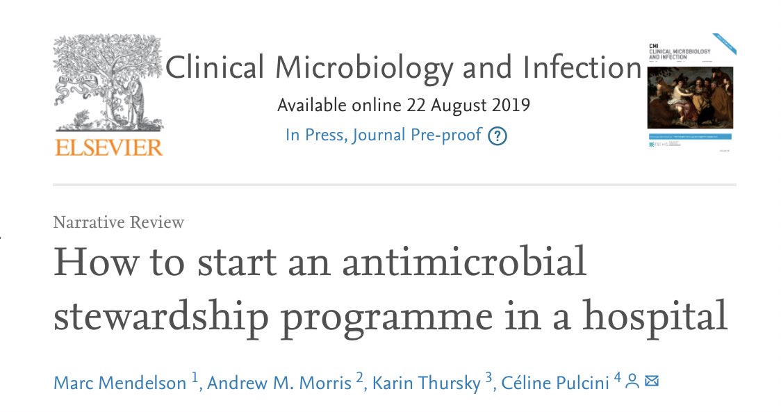 New on CMI&gt;

Step by step guidance on how to start an antimicrobial stewardship programme in hospital. 

Based on feedback from our readers, this article is now fully open-access.

#IDTwitter

Link to the full paper:

clinicalmicrobiologyandinfection.com/article/S1198-…