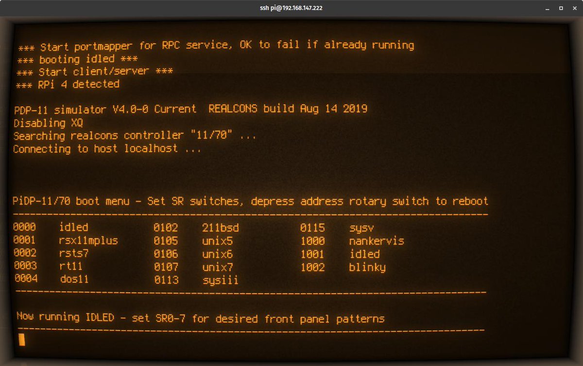 jdarrelthomas's tweet image. Haven&apos;t started soldering yet, but I have the Pi up and running. Looks neat. Might add another Pi or two as serial terminals to add to the authenticity. #pidp11