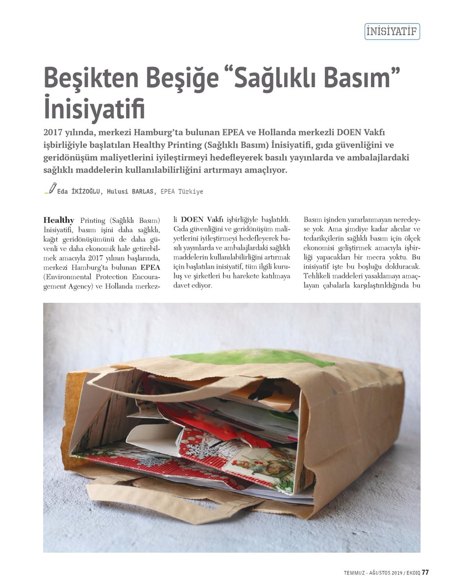 EpeaTurkey's tweet photo. Sağlıklı Basım İnisiyatifi, gıda güvenliğini ve geri dönüşüm maliyetlerini iyileştirmeyi hedefleyerek basılı yayınlarda ve ambalajlardaki sağlıklı maddelerin kullanılabilirliğini artırmayı amaçlıyor. @HealthyPrinting yazısını @Ekoiq 
 dergisinin bu sayısında okuyabilirsiniz! https://t.co/OHyUR84hFT