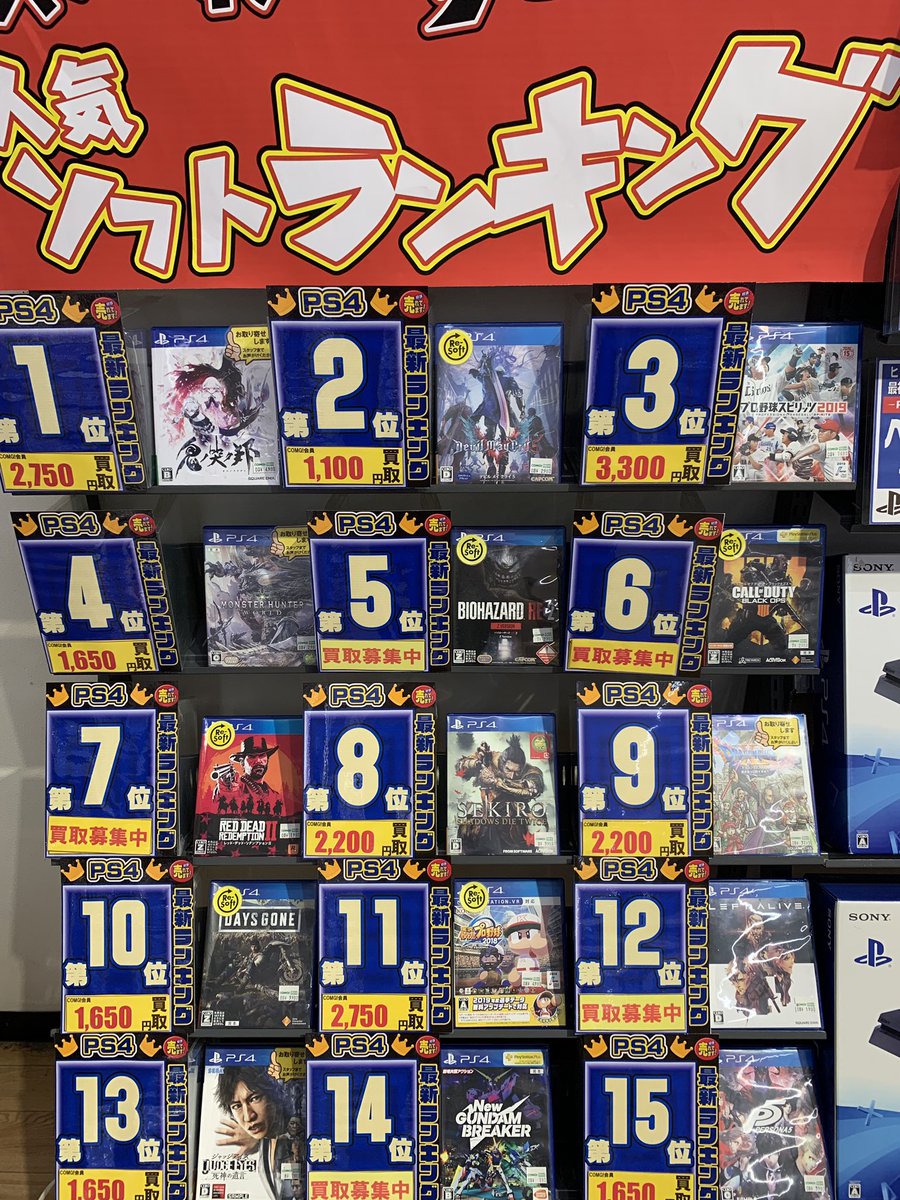 Comg 五泉店 公式 Ps4ランキング更新しました コング全店の統計が確認出来ず10位以下は五泉店だけのランキングです 夏のファイナルセールやビンゴの景品などがランクインしているようです
