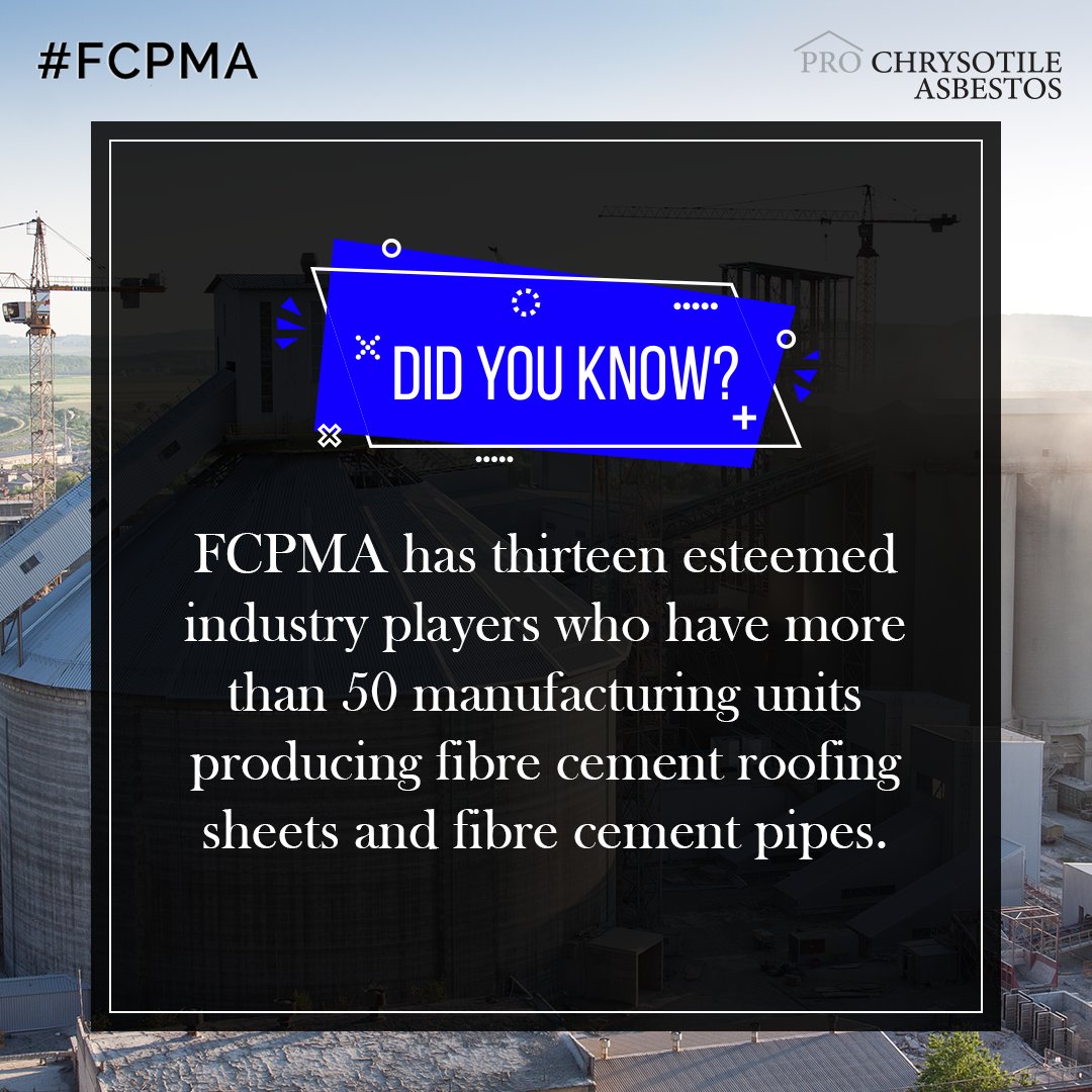The market in India is growing every year!
.
.
#Prochrysotile #FCPMA #Fibrecement #Construction #Building #Architecture #Piping #Sheets #Tiles #Flooring #Flexibility #Facts #Durability #Longlasting #Evergreen #Efficiency #manufacturingunits #growingmarket