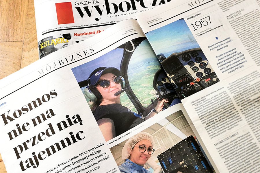 Zespół <a href="/PWSat2/">PW-Sat2</a> <a href="/WydzialMEiL/">Wydział Mechaniczny Energetyki i Lotnictwa</a> ma kosmiczne osiągnięcia! To już wiemy. A co słychać u Inny Uwarowej, której pasja sięga gwiazd? W artykule dzisiejszej <a href="/gazeta_wyborcza/">Gazeta Wyborcza.pl</a> obszerny materiał o satelicie <a href="/PW_edu/">Politechnika Warszawska</a> i kobietach w męskim towarzystwie wyborcza.pl/7,155068,25113…