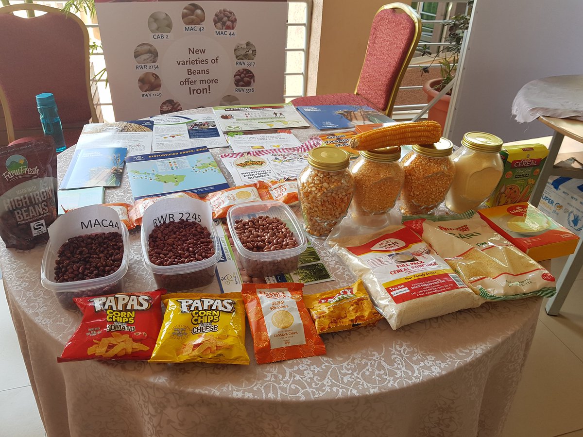 Good morning from a colorful biofortified crops and products table all the way from Nigeria,Zambia and Rwanda to #FANUS Conference in #Kigali! #EndHiddenHunger